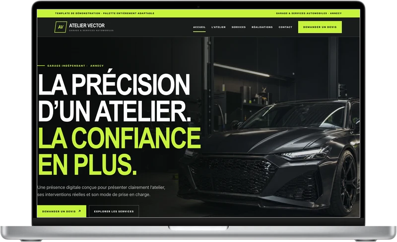 Démo Atelier Vector, Garage et carrosserie, sur MacBook