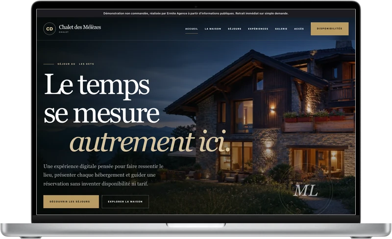 Démo Chalet des Mélèzes, Chalet, gîte, location de vacances, sur MacBook